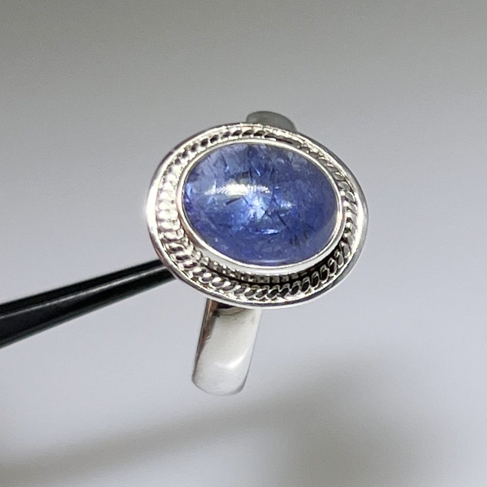 Sterling Silver with natural Tanzanite cabochon ring, lovely color, size: 8.75 - Picture 5 of 5